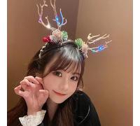 YOVECATHOU Diadema con luces LED de Navidad, cuernos de ciervo, diadema para el pelo, accesorios para el pelo de Navidad, Halloween, Navidad, cosplay, fiesta, accesorios de disfraz (16)
