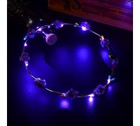 YOVECATHOU Diadema con luz LED para mujer, corona parpadeante, corona de pelo para festivales, vacaciones, Navidad, Halloween, fiestas, accesorios (morado)