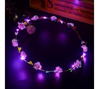 YOVECATHOU Diadema con luz LED para mujer, corona parpadeante, corona de pelo para festivales, vacaciones, Navidad, Halloween, fiestas, accesorios (rosa)