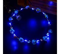 YOVECATHOU Diadema con luz LED para mujer, corona parpadeante, corona de pelo para festivales, vacaciones, Navidad, Halloween, fiestas, accesorios (azul)