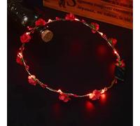 YOVECATHOU Diadema con luz LED para mujer, corona parpadeante, corona de pelo para festivales, vacaciones, Navidad, Halloween, fiestas, accesorios (rojo)
