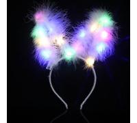 YOVECATHOU Diadema de orejas de conejo con luces LED para fiesta, diadema luminosa para disfraz (colorido)