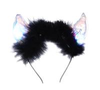 YOVECATHOU Diadema LED de cuerno de diablo, aro para el pelo, forma de cosplay, accesorios para el cabello para Halloween, Navidad, suministros de fiesta (colorido)