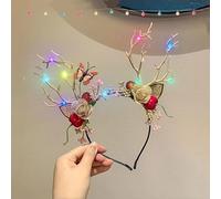 YOVECATHOU Diadema LED de Navidad, cuernos de ciervo, diadema para el pelo, accesorios de Navidad para Halloween, Navidad (4)