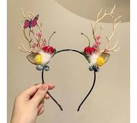 YOVECATHOU Diadema LED de Navidad, cuernos de ciervo, diadema para el pelo, accesorios de Navidad para Halloween, Navidad (3)