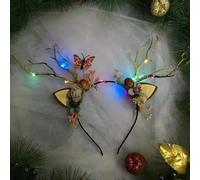 YOVECATHOU Diadema LED de Navidad, cuernos de ciervo, diadema para el pelo, accesorios de Navidad para Halloween, Navidad (10)
