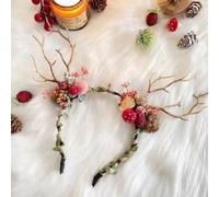 YOVECATHOU Diadema LED de Navidad, cuernos de ciervo, diadema para el pelo, accesorios de Navidad para Halloween, Navidad (13)