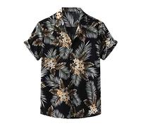 Yowablo - Camisa para hombre, diseño de torneo, cuello de manga corta, informal, primavera/verano, Hombre, color 15 negro, tamaño large