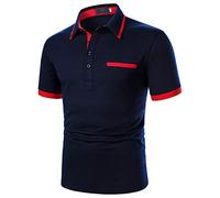 Yowablo Camiseta Top Blusa Hombres Personalidad De Moda Casual Delgado De Manga Corta Patchwork, (JLYFR20211225MJJ91230301), 5azul marino, XXL