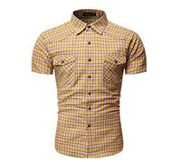Yowablo Hawaii - Camisa de manga corta para hombre, ajustada, estilo casual con botones, Hombre, Yowablo-JLY, 8 amarillo, xx-large