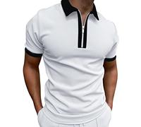 Yowablo - Polo para hombre, diseño de patchwork, bicolor, Yowablo-JLY, Blanco, medium