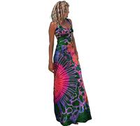 Yowablo señoras verano otoño sexy multi impresión halter vestido fiesta vestido de novia grupo manga vestido, verde, M