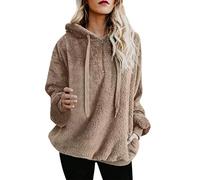 Yowablo Sudadera con capucha para mujer, abrigo de exterior, talla grande, sudadera con capucha, para invierno, con bolsillos con cremallera 2light Khaki XXXXXL