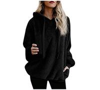 Yowablo Sudadera con capucha para mujer, abrigo de exterior, talla grande, sudadera con capucha, para invierno, con bolsillos con cremallera 4negro XXXL