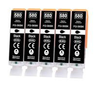 Yowell 5X PGI-580XXL PGBK Cartuchos de impresora compatibles con Canon 580 PGBK Negro Cartuchos para Canon Pixma TR8550 TR7550 TR8500 TS6150 TS6350 TS6250 TS6300 TS8251 TS8150 TS6151 TS95500 TS955. 1