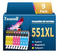 Yowell Compatible con Canon 551XL CLI-551XL cartucho de color | Para Canon Pixma IP7250 MX925 IX6850 IP7200 MX920 MX725 MG5450 MG5550 MG5600 MG5650 MG6450 MG7150 (3 cian, 3 magenta