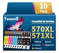 Yowell Compatible con Canon PGI-570XL CLI-571XL cartuchos de impresora 570XL 571XL