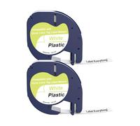 Yowell Label Tape 2pack 2 x cintas de etiquetas - Etiquetas compatibles con Dymo Letratag 12 mm x 4 m, cinta de escritura compatible con Dymo Letratag 200B LT-100H XR LT-100T, negro sobre blanco