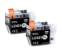 Yowell LC421XL Negro Cartucho de Tinta Compatible para Brother LC421XLBK LC-421XL LC421VALXL para Brother DCP-J1050DW MFC-J1010DW DCP-J1140DW DCP-J1800DW(2 Negros)