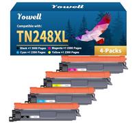 Yowell TN248XL Toner MFC-L3760CDW Compatible con Brother MFC-L3760CDW Toner para Brother DCP-L3560CDW MFC-L3740CDWE MFC-L3740CDW DCP-L3520CDWE MFC-L8390CDW HL-L3240CDW HL-L3220CWE - TN248CMYK 4Pack