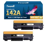 Yowell Tóner con chip 142A W1420A compatible con HP 142A W1420A Negro 142X W1420X para LaserJet M110w M110 MFP M140w M140 M139w M139 para HP LaserJet MFP M140w Tóner (2 negros)