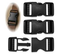 Yowfond 3 hebillas de 25 mm ajustables en ambos lados, de plástico negro para mochila, cinturón de pelvis, collar de perro, correa tensora, hebillas de repuesto, cierre rápido para casco