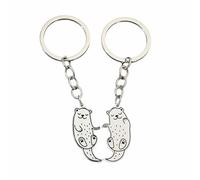 Yowfond Juego de 2 llaveros grabados con texto en inglés I Love You Like No Otter, con diseño de animales, detalle romántico para parejas y novios, incluye paño de franela