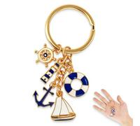 Yowfond Llavero marítimo: ancla, velero y decoración náutica, ideas de regalo para mujeres, regalos de cumpleaños para novia y buena novia, amuleto de la suerte llavero (azul)