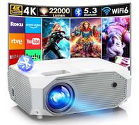 YOWHICK Proyector 4K con WiFi y Bluetooth, proyector de películas portátil nativo de 20000L 1080P para exteriores, proyector de video inteligente, zoom del 50%/pantalla de 400 pulgadas