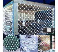 yowin 2 Piezas Red de Luces Navidad Exterior 3x2m 200 LED Luz Cortina con Enchufe, Temporizador, 8 Modos IP65 Impermeable Malla Luces para Balcón Jardín Árbol Navidad Exterior Interior - Blanco