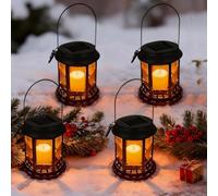 yowin Farolillos Solares Exterior 4 Piezas Lámpara Solares Jardin con Vela, Farol Solar IP44 Impermeable Lampara Exterior Mesa, Linterna para Adornos Jardin Terraza Balcón Sobremesa Decoracion