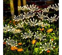 yowin Gartendeko Solarleuchten für Außen 2 Stück LED Solarlichter Pusteblume, 8 Modi Solarstecker Gartenbeleuchtung Wetterfest Solarlampen Feuerwerk für Garten Balkon Terrasse Deko - Warmweiß