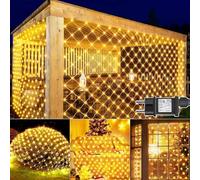yowin Red de Luces Navidad Exterior 3x2m 200 LED Luz Cortina con Enchufe, Temporizador, 8 Modos IP65 Impermeable Malla Luces para Balcón Jardín Árbol Navidad Exterior Interior - Blanco Cálido
