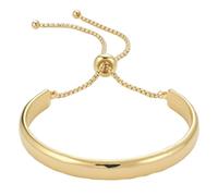 Yowivon Delicada Pulsera Chapada en Oro de 14 Quilates para Mujer con Cierre Deslizante Ajustable, Brazalete en Forma de Barra Curvada, Brazalete Tipo Puño Martillado en Oro, Regalos de Joyería