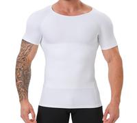 YOWODA Camisa de compresión para hombre, ropa interior moldeadora para hombre, moldeador de cuerpo adelgazante para ginecomastia, abdomen y control de abdomen, Blanco, X-Large