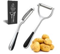 YOWOLF Pelador 2PCS, Pelador de Patatas Profesional y Verduras Prémium de Acero Inoxidable, para Manzanas y Frutas Con Hoja Afilada Giratoria y Mango Ergonómico Antideslizante