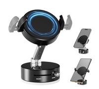 YOWOLF Soporte magnético de vacío para teléfono móvil con clip de 360 grados, soporte magnético plegable con ventosa para coche, gimnasio, espejo y superficies lisas, compatible con iPhone