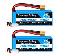 Yowoo 2 Packs 3S Lipo Batería 2600mAh 130C 11.1V Grafeno Batería con Conector XT60 para Easy Pro Slider pz P-47 adicion X 3D Planet Big Park Aircraft RC Coche Barco camión avión Heli