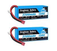 Yowoo 2pcs baterías Graphenen 2200mAh 2S 7.4V 130C LiPo con Enchufe Deans T Compatible con Traxxas 1/16 E-Revo VXL Summit Slash Losi 1/14 Mini 8ight y RC Cars