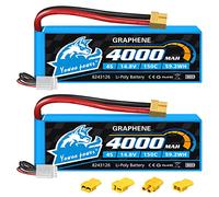 Yowoo 2PCS Lipo Batería 4S 4000mAh 14,8V 150C Grafeno Batería con Conector XT60 para RC Evader Bx Coche Buggy Barco Drones Slash 1/10 Escala Racing Truck Racing Heli avión (EC3/Deans/Traxxas/Tamiya)
