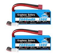 Yowoo Lipo Batería 11.1V 2600mAh 130C 3S con Deans Plug para RC Coche Barco Camión Heli Avión Quadcopter Multimotor Helicóptero Hobby Piezas de Bricolaje (2 Paquetes)