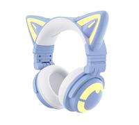 YOWU Auriculares de oreja de gato CE, con cable/inalámbricos, color azul, con experiencia de sonido en vivo sin costuras para PC/PE/Switch/PS4/PS5, micrófono integrado y efecto de luz RGB
