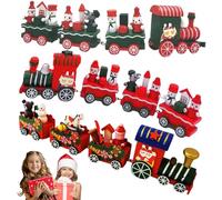 Yoyakie 3pcs Decoración del Tren de Navidad Lindo Mini Train de Madera 3 Estilos Exquisitos Decoraciones Creativas para niños Fiesta en casa Navidad