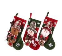 Yoyakie Medias navideñas de 3pcs - Santa, muñeco de Nieve, diseños de Renos - Decoración de árboles Suaves y esponjosos Medias navideñas a Granel