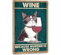 YoyaVex Hippie Home Bar Decor - Cartel de vino para decoración de pared de cocina, divertido vino porque el asesinato está equivocado, accesorios para beber, 40.6 x 30.5 cm