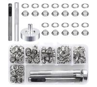 YOYEAH 100 Sets Alicates Ojales 4mm, Ojales Metal con Herramienta Estampado, Compatible con Lona, Cubiertas Zapatos, Cortinas de Tela/Cuero (Remaches), Ideal para Bricolaje
