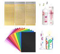 YOYEAH Juego de 18 Velas DIY: 12 Colores de Placas de Cera para Velas, 6 Piezas de Letras y números de Cera, diseña Tus propias Velas de Bautismo, Tatuajes de Velas de Bautismo