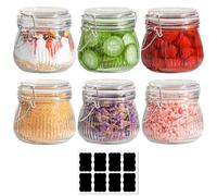 YOYEAH Juego de 6 frascos de Vidrio con Tapa abatible 500ml Tarros de albañil, frascos de Columpio herméticos Tarro de Alambre para enlatar, fermentar y almacenar