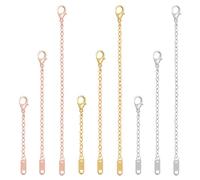 YOYEAH Juego de 9 extensores de cadena plateado/oro/oro rosa, cadena de extensión de acero inoxidable para pulsera y collar, extensiones para hacer joyas y accesorios, diferentes tamaños y colores