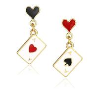 YOYEAH Pendientes de cartas para mujer - Joker/Casino Royale Traje, zapatos Harley Quinn / joyas, disfraz de tarjeta y accesorios de Alicia / Sombrerero para casino/Las Vegas